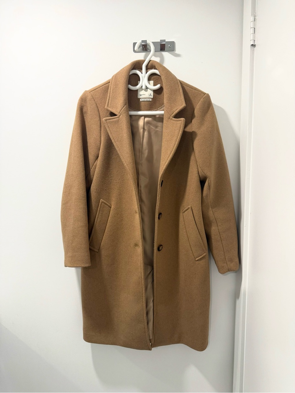 Abercrombie & Fitch Camel Wool-Blend Single-Breasted Coat
